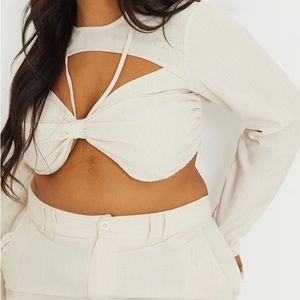 Plus Size Woven Cut Out Crop Top